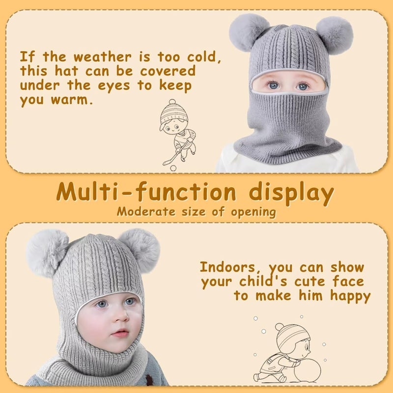 HAITHO Baby Winter Hat Scarf Set 2 Pack, Toddler Beanie Hats Girl Boy with Neck Warmer, Beanie for Kids Knit Warm for Cold Weather - Image 3